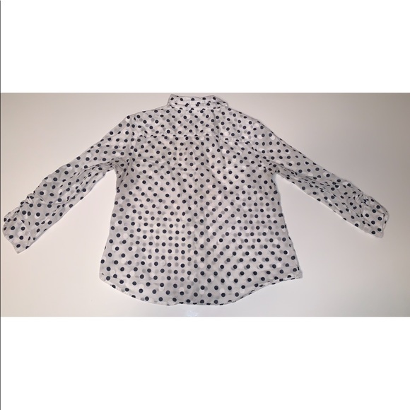 Karen Scott | White & Blue Polka Dot Button Down - Picture 2 of 8